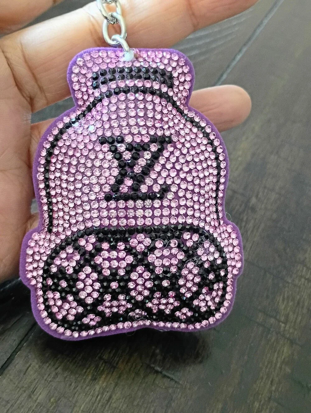 New Pink/Purple Crystal Embellished Bear Keychain Phone Charm